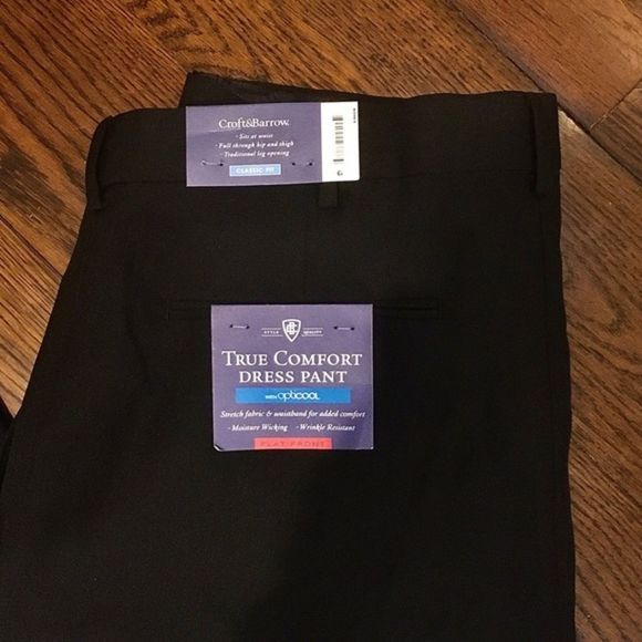 CROFT & BARROW Black Flat Front Dress Pants 34x32 - Picture 7 of 8